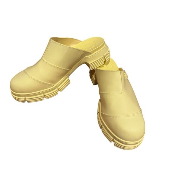 GANNI City Round-Toe Low-Heel Mules Yellow - Picture 1 of 7